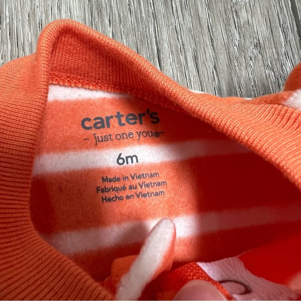 CARTERS FLEECE PUMPKIN HALLOWEEN ZIP UP FOOTED SLEEPER ORANGE 6MO NWT